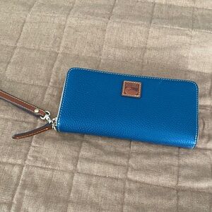 Dooney & Bourke Royal Blue Pebbled Leather Zip Wristlet